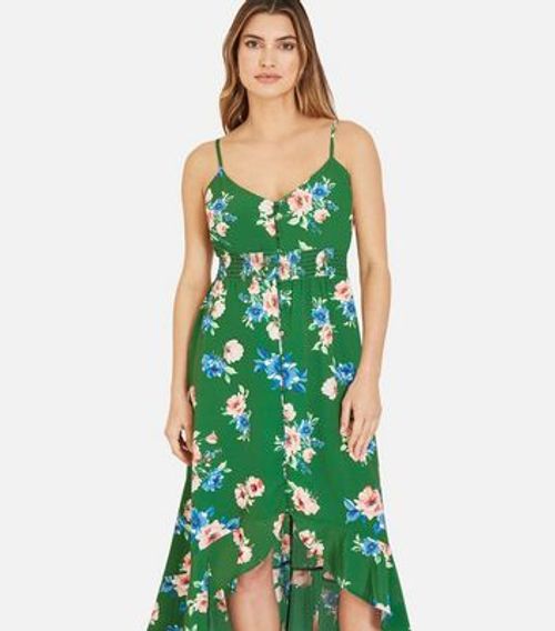 Mela Green Floral Frill Midi...