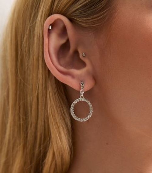 Silver Diamanté Circle Drop...