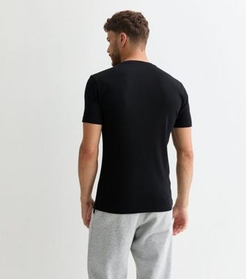 Men's Black Ribbed Muscle Fit...