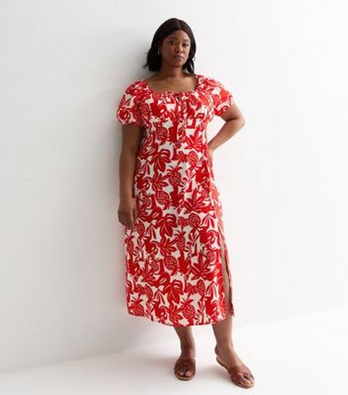 Curve Red Pineapple Print...