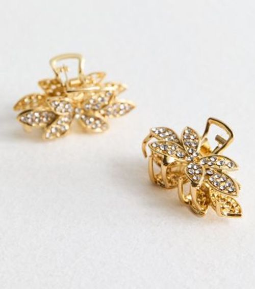 2 Pack Gold Diamanté Leaf...