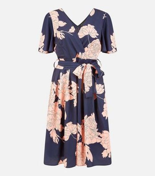 Mela Navy Floral Wrap Midi...