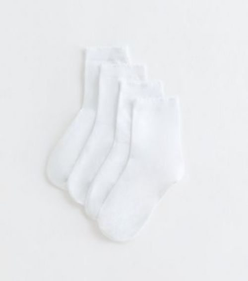 4 Pack White Frill Edge Ankle...