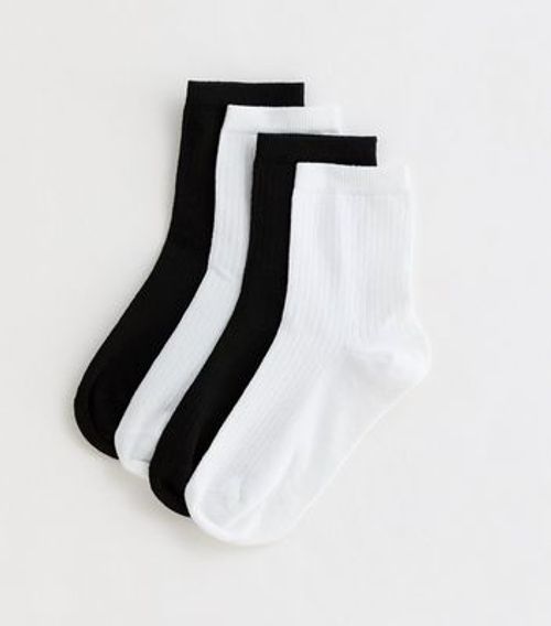 4 Pack Black and White Ribbed...