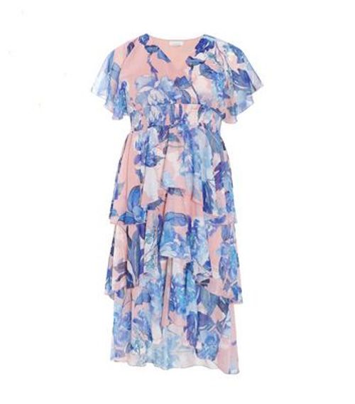 Quiz Curve Floral Ruffle Midi...