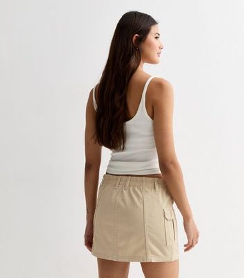 Stone Denim Mini Cargo Skirt...