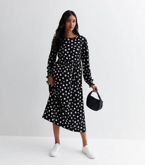 Black Polka Dot Midi Smock...