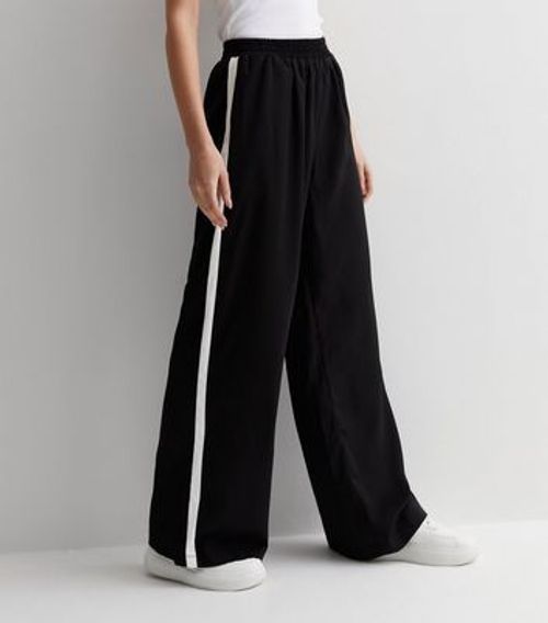 Black Side Stripe Wide Leg...