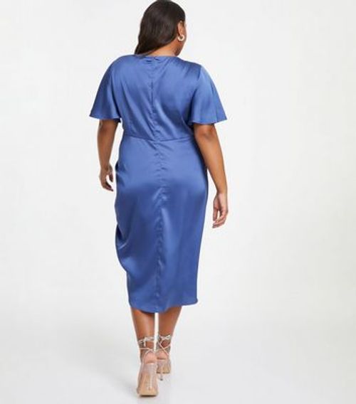 QUIZ Curves Blue Satin Ruched...