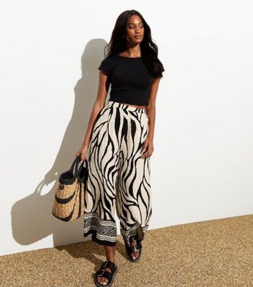 Cream Animal Print Wide Leg...