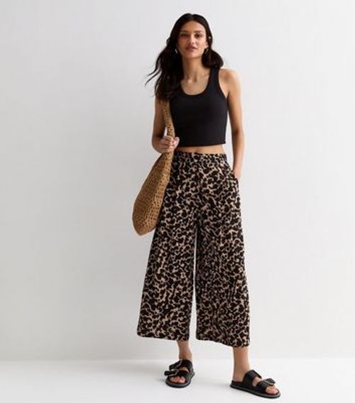 Brown Animal Print Wide Leg...