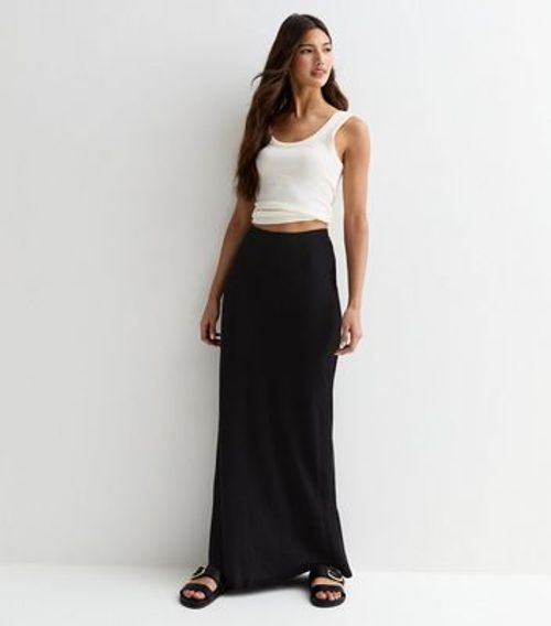 Black Bias-Cut Maxi Skirt New...