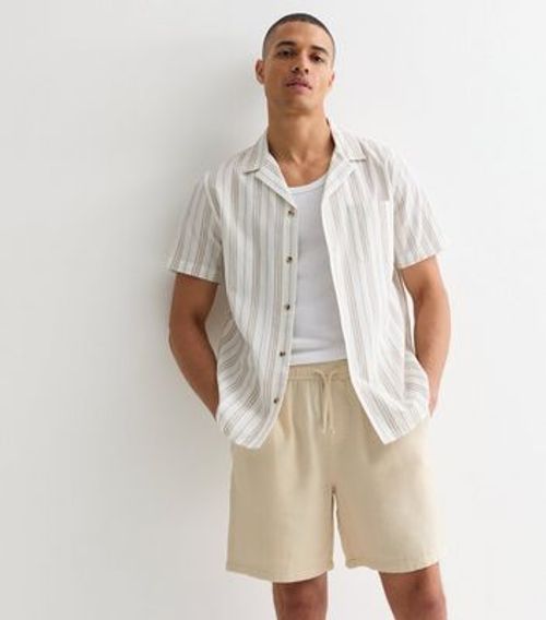 Men's Cream Textured Cotton...