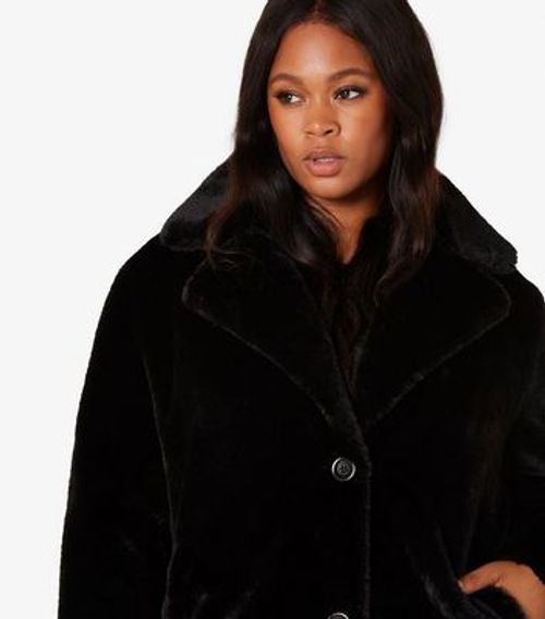 Apricot Curves Black Faux Fur...