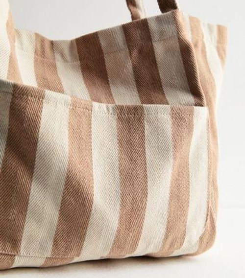 Brown Stripe Slouch Tote Bag...