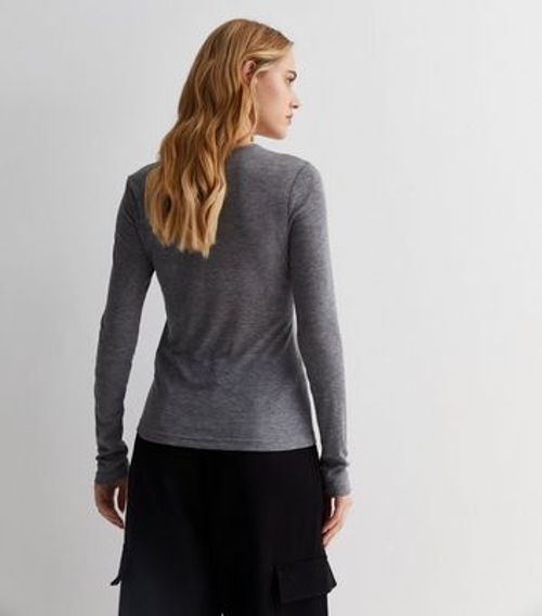 Dark Grey Sheer Long Sleeve...