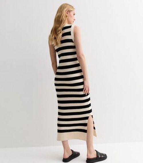 Black Stripe Knit Sleeveless...