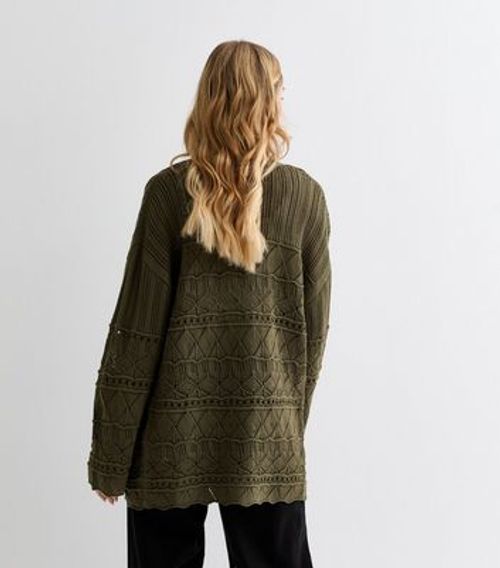 Olive Mixed Stitch Knit...