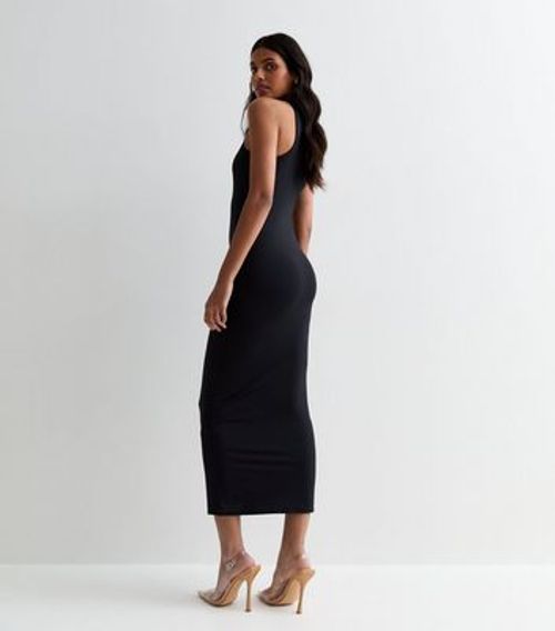 Black Slinky Racer Midi Dress...