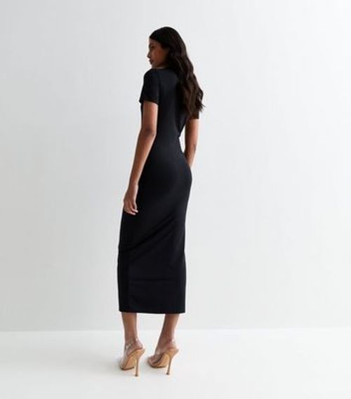 Black Slinky High Neck Midi...