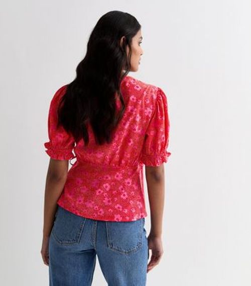 Red Floral Dot Wrap Top New...