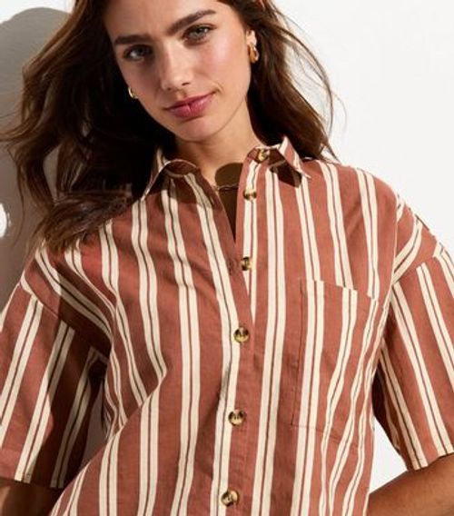 Brown Stripe Short-Sleeve...