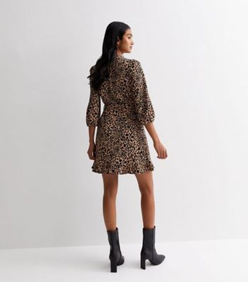 Brown Leopard Print Belted...