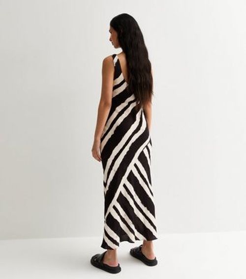 Black Patterned Bias Cut Midi...