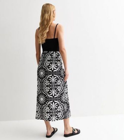 Black Floral Sun Print Midi...