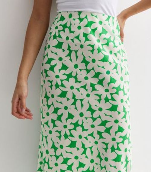 Green Retro Floral Print Bias...