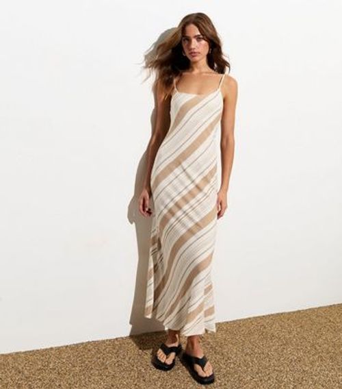 White Linen-Blend Stripe...