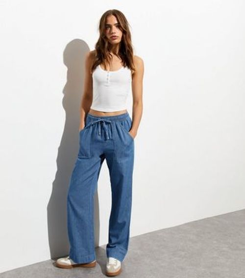 Blue Denim Wide Leg Trousers...