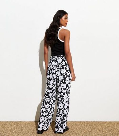 Black Floral Wide Leg...