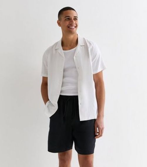 Men's Black Relaxed Fit Linen...