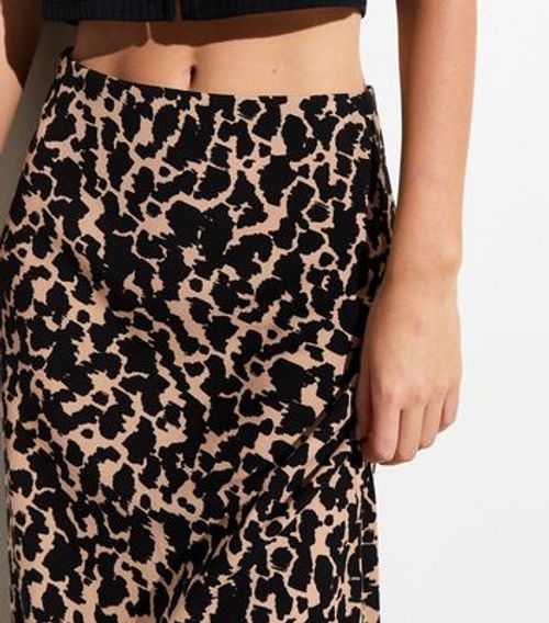 Black Animal Print Midi Skirt...