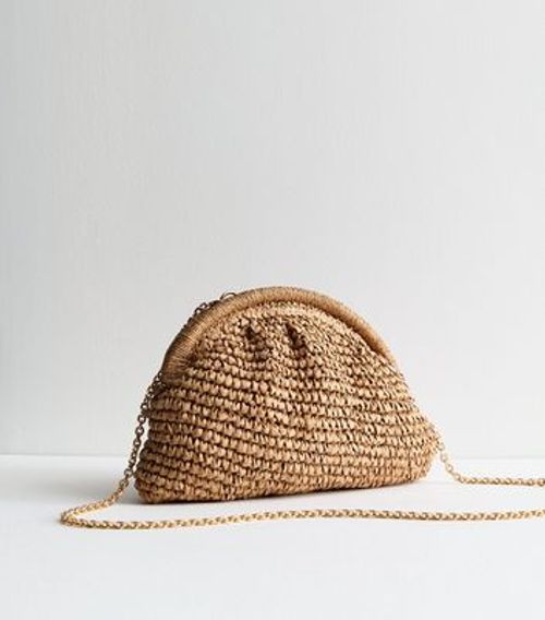 Tan Raffia Slouchy Clutch Bag...