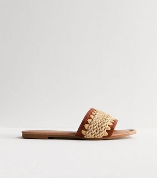 Wide Fit Tan Raffia Mule...