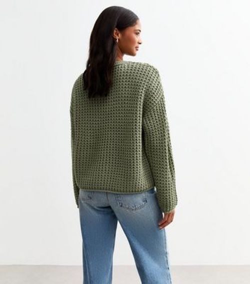 Green Moss Stitch Crew-Neck...