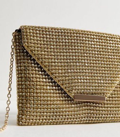 Gold Diamanté Clutch Bag New...