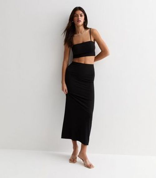 Black High Waist Midi Skirt...