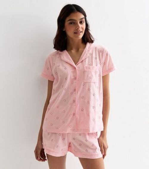 Pink Embroidered Cotton Shirt...