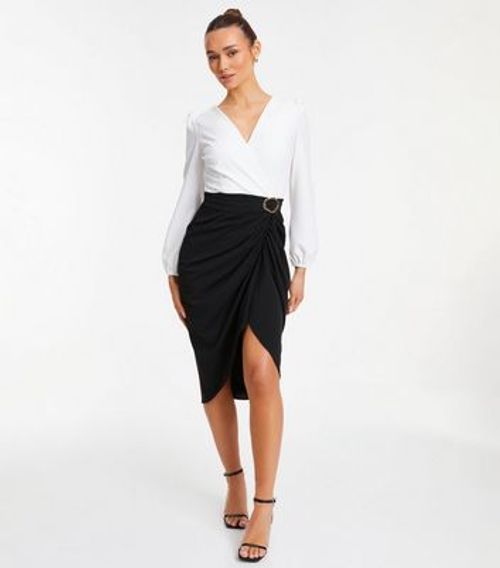 Quiz Black Wrap Midi Dress...