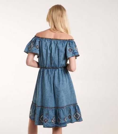 Blue Vanilla Pale Blue Embroidered Mini Dress New Look