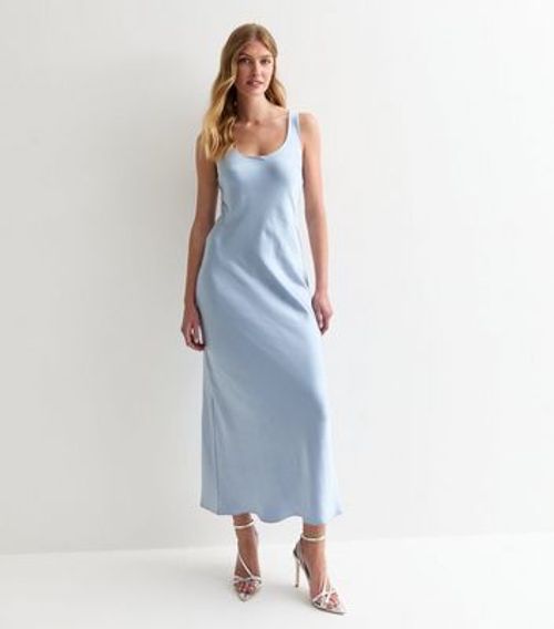 Tall Blue Scoop-Neck Satin...