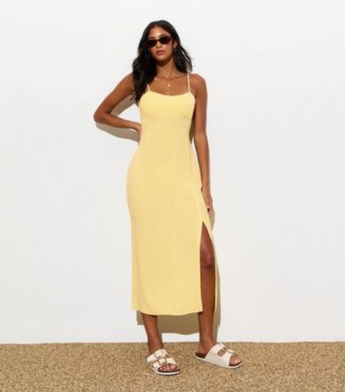 Yellow Split Hem Midi Slip...