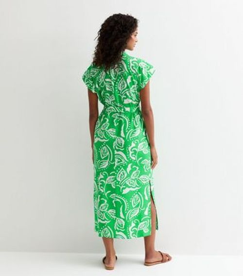 Green Floral Short-Sleeve...