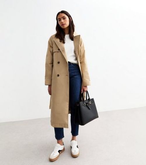 Tall Camel Double Breasted Mac Coat New Look
