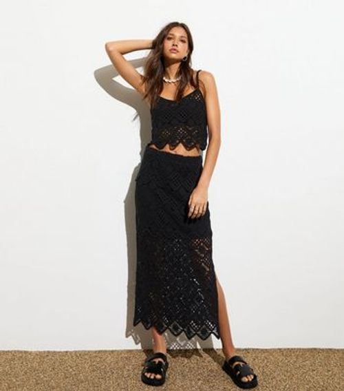 Black Strappy Crochet Cropped...