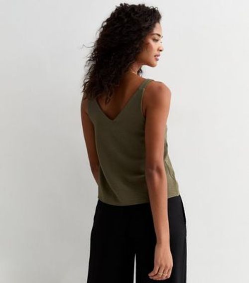 Khaki Button-Through Cami Top...