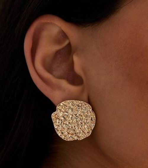 Gold Tone Large Textured Stud...